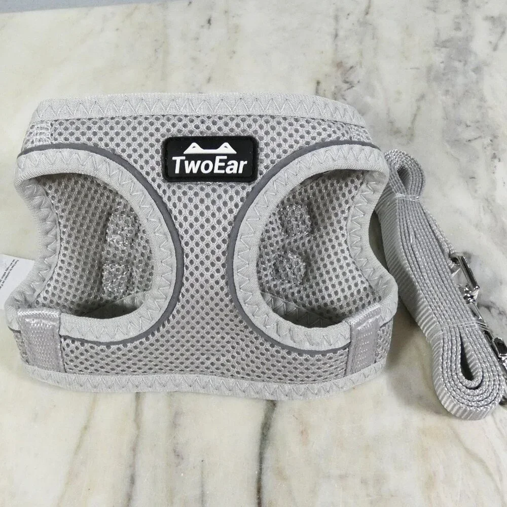 TwoEar Cat Harness and Leash Escape Proof Soft Small Puppy or Toy dog XXS, Grey
